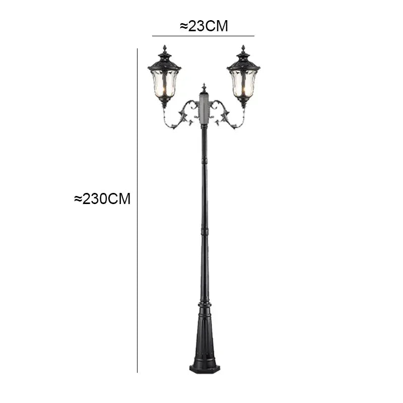 Lampadaire extérieur led ip65 noir or vintage moderne éclairage public