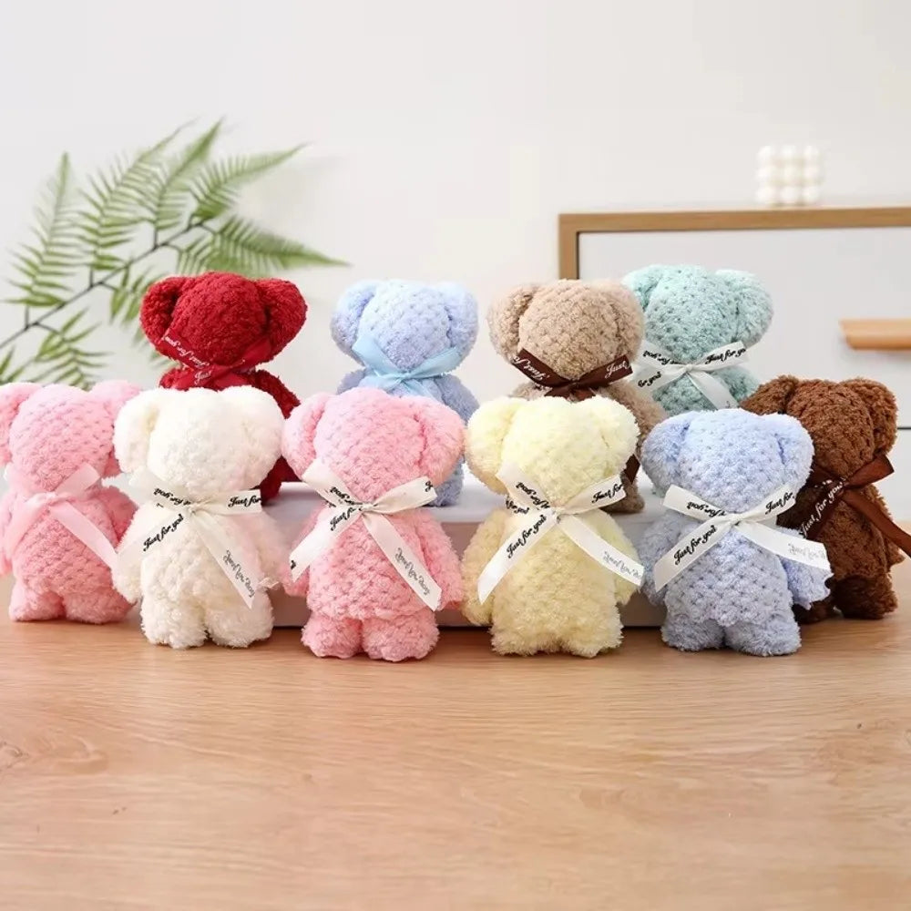 serviette ours peluche fourrure douce marron rouge blanc rose bleu clair beige jaune clair