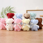 serviette ours peluche fourrure douce marron rouge blanc rose bleu clair beige jaune clair