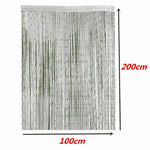 rideau franges transparent moderne argenté beige barre métallique suspension 100x200cm