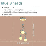 suspension lumineuse moderne licorne bleu rose sphères translucides chambre enfant adjustable