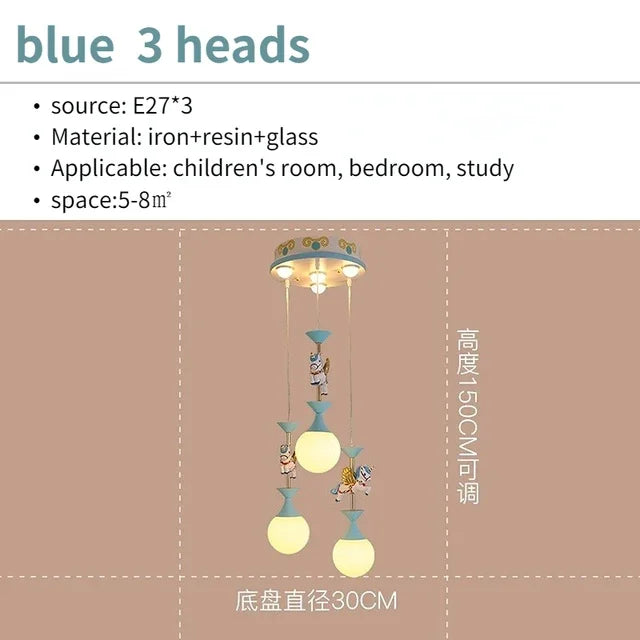 suspension lumineuse moderne licorne bleu rose sphères translucides chambre enfant adjustable