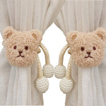 attache cordon fenêtre teddy bear mignon décoration maison tissu doux couleur beige marron clair