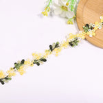 ruban decoratif brode fleurs motifs floraux couleur rouge rose vert blanc jaune solvable eau