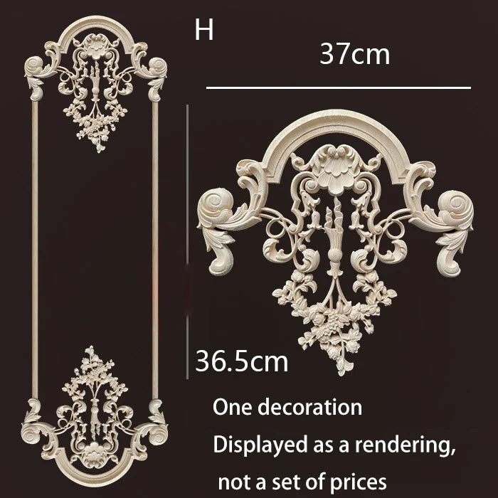 ornement mural bois blanc sculpture baroque fleurs motif classique décoration maison ancien décor