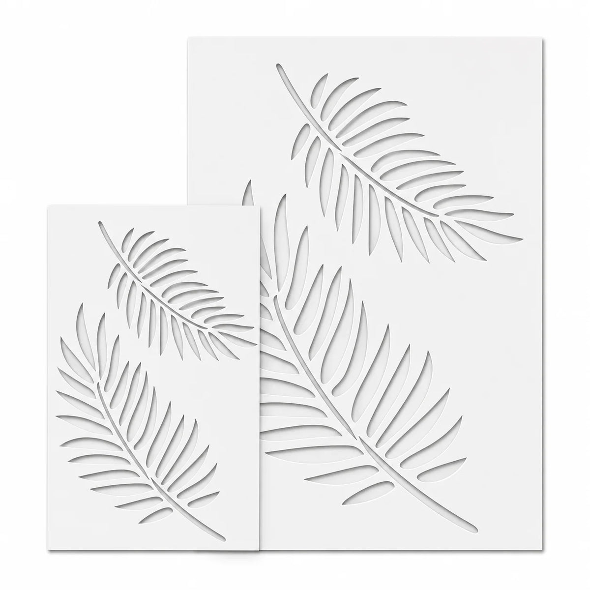 pochoirs stencil feuilles palmier blanc moderne décoration peinture mur toile tissu diy a4 30x45cm