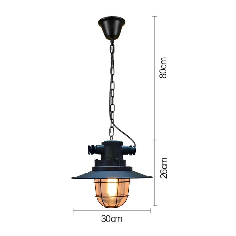 lampe suspendue industrielle noir grille métallique salon chambre bar étanche rétro
