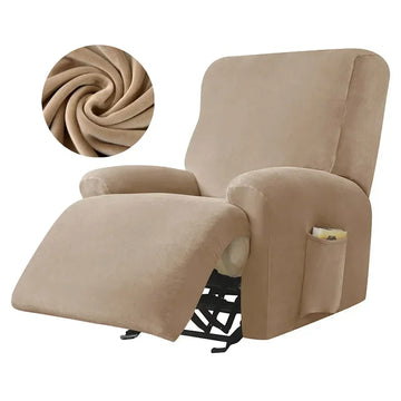 housse canapé relax velours beige extensible protection fauteuil inclinable moderne poche
