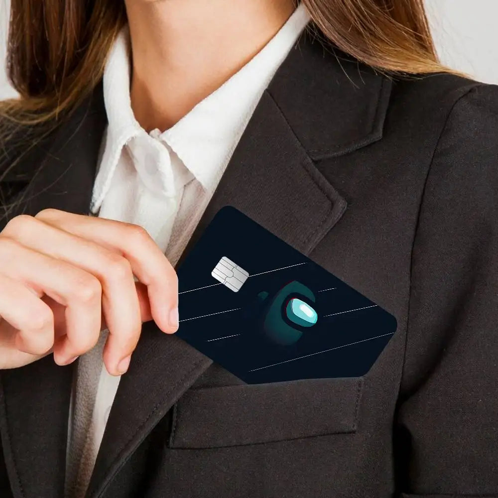 autocollants protection carte credit debit dessin anime noir rouge jaune bleu opaques waterprooche réutilisables