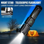 lampe torche télescopique noire moderne chargeur usb portable zoom éclairage camping