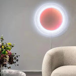 Applique murale lune carrée dans un salon éclairage d'appoint