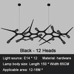 suspension lumineuse noire contemporaine 120cm 10 ampoules certification ul rohs