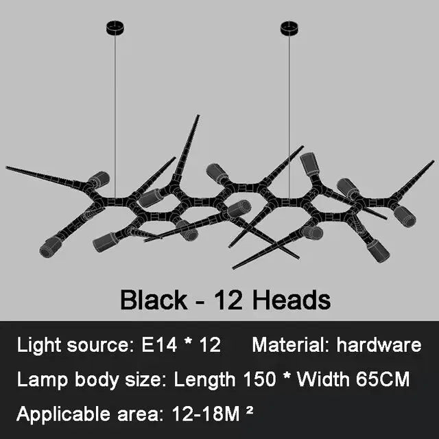 suspension lumineuse noire contemporaine 120cm 10 ampoules certification ul rohs