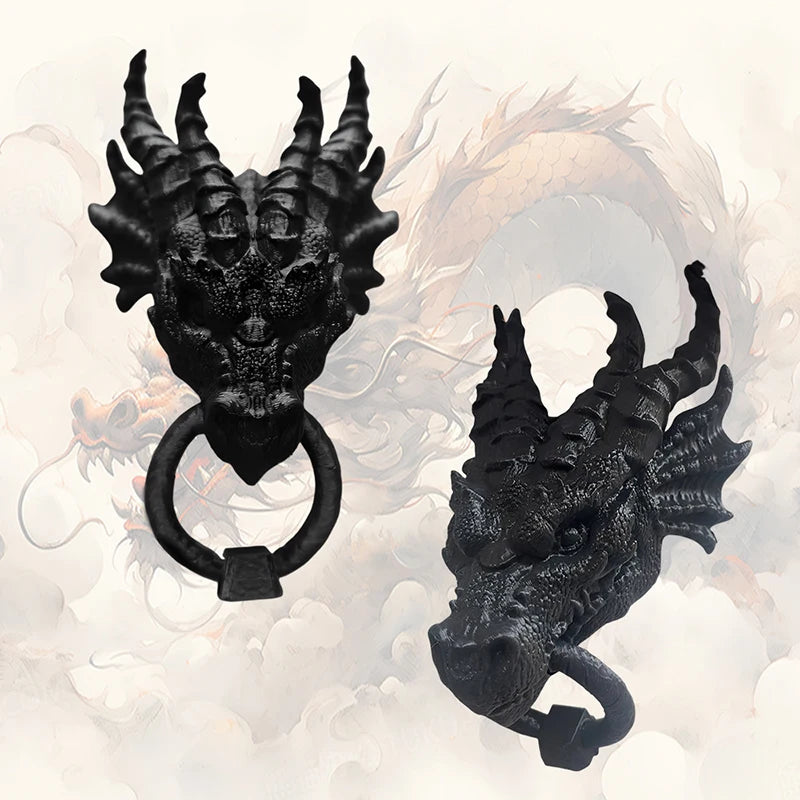 décoration murale tête dragon noire relief sculpté détaillée articulée fixe maison