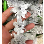 ruban décoratif polyester dentelle fleurs blanc noir bleu clair doré élégant couture bricolage costume