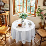 nappe blanche broderie florale festonnée polyester coton table maison mariage fête restauranthôtel