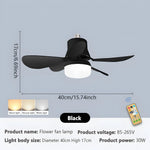 ventilateur lampe intégrée noir blanc moderne minimaliste télécommande inclusion lumière pales abs