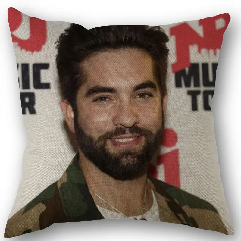 taie d'oreiller carrée 45x45cm moderne motif Kendji Girac imprimé uni côté opaque polyester