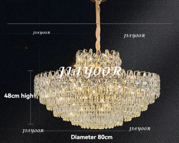 lustre led cristal transparent doré crochets classique salon chambre cuisine