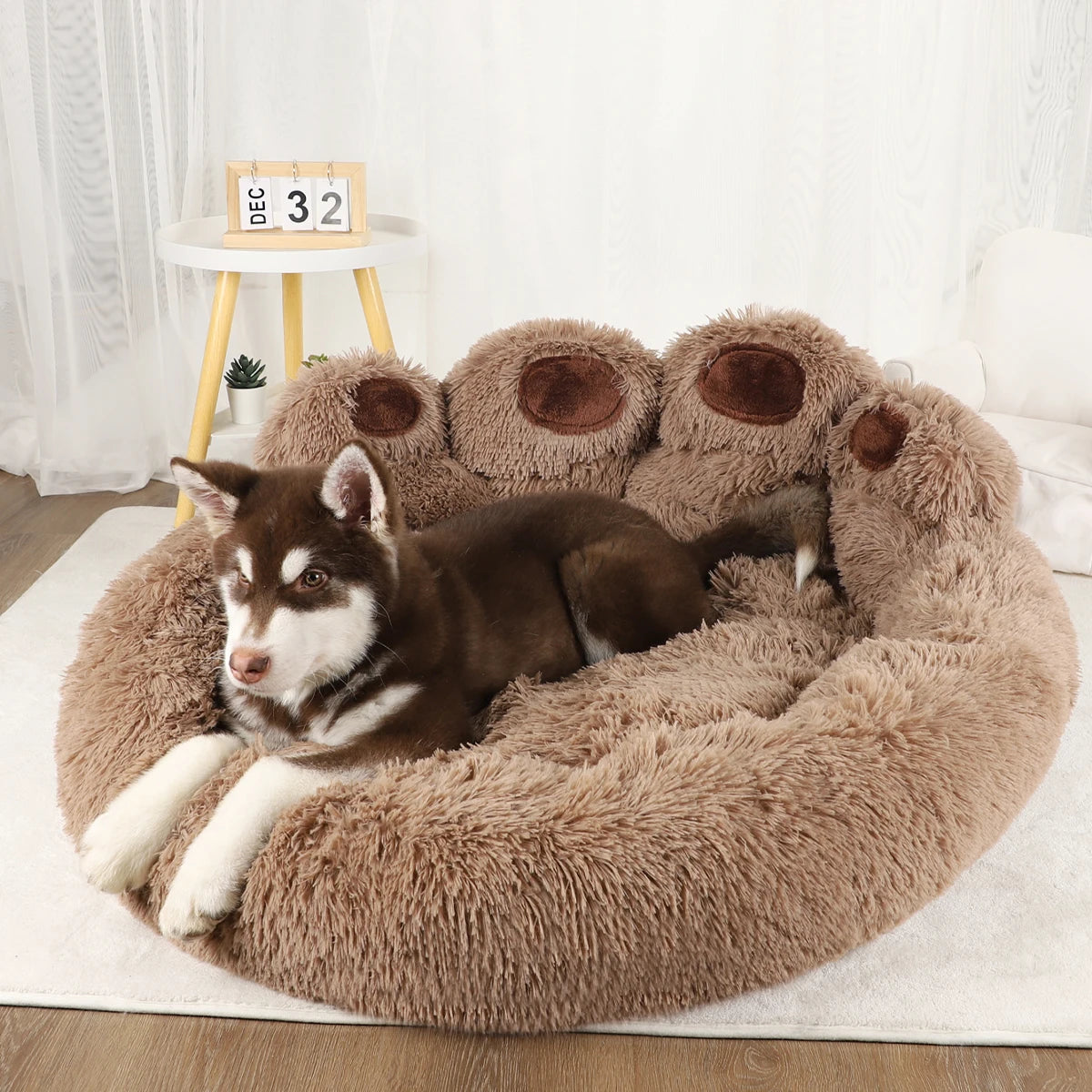 coussin chien peluche marron rose gris confortable moderne taille xl