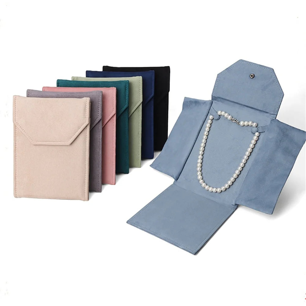 porte bijoux velours vert bleu gris rose rouge classique collier portable sac rangement