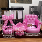 plateau bijoux forme fauteuil blanc bleu rose ornements vintage opaques créatif baroque