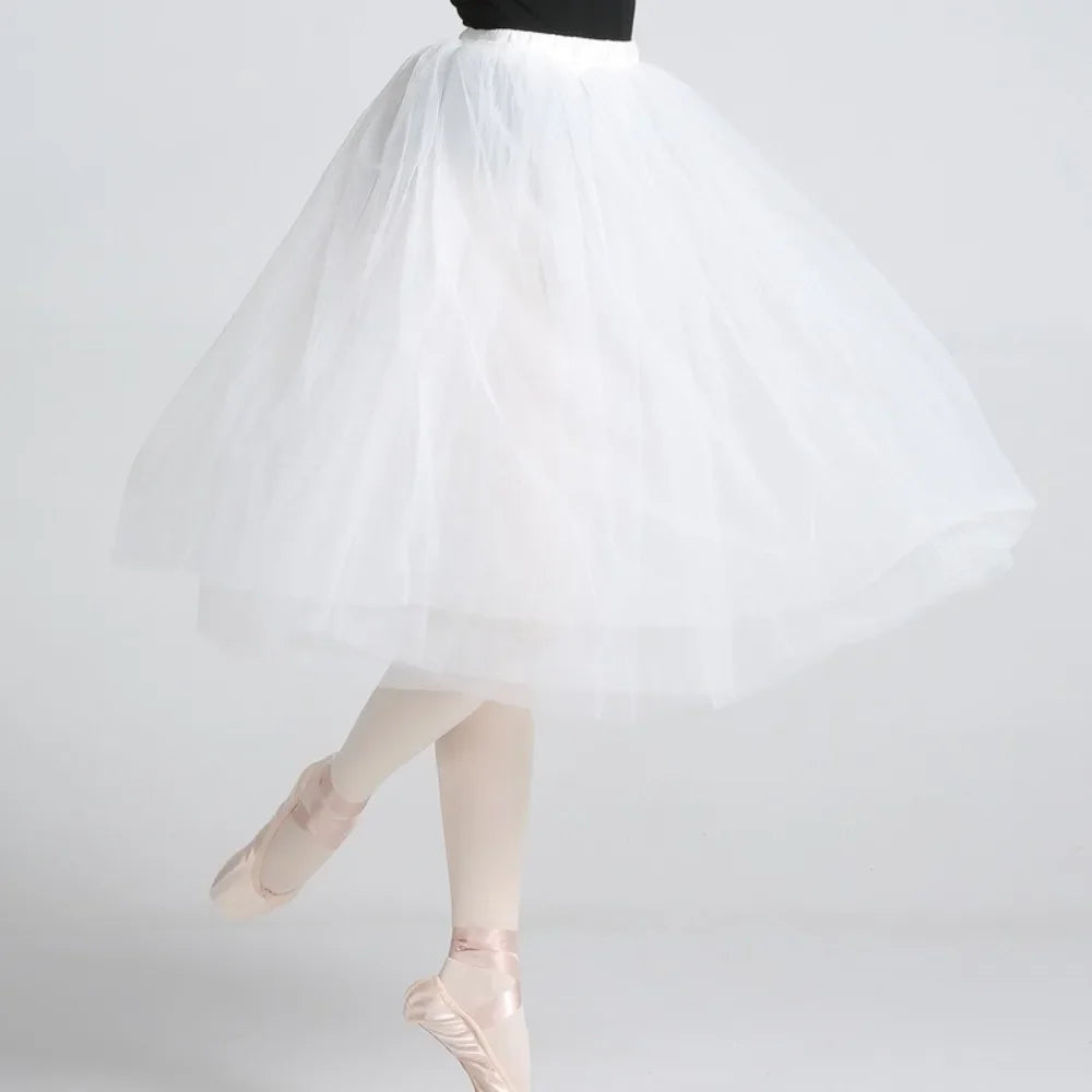 jupe tutu blanc classique polyester multi couches danseuses junior femme longueur mi molletSizeMode: Coupe