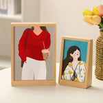 cadre photo moderne transparent double face bois naturel couleurs vives illustrations personnes
