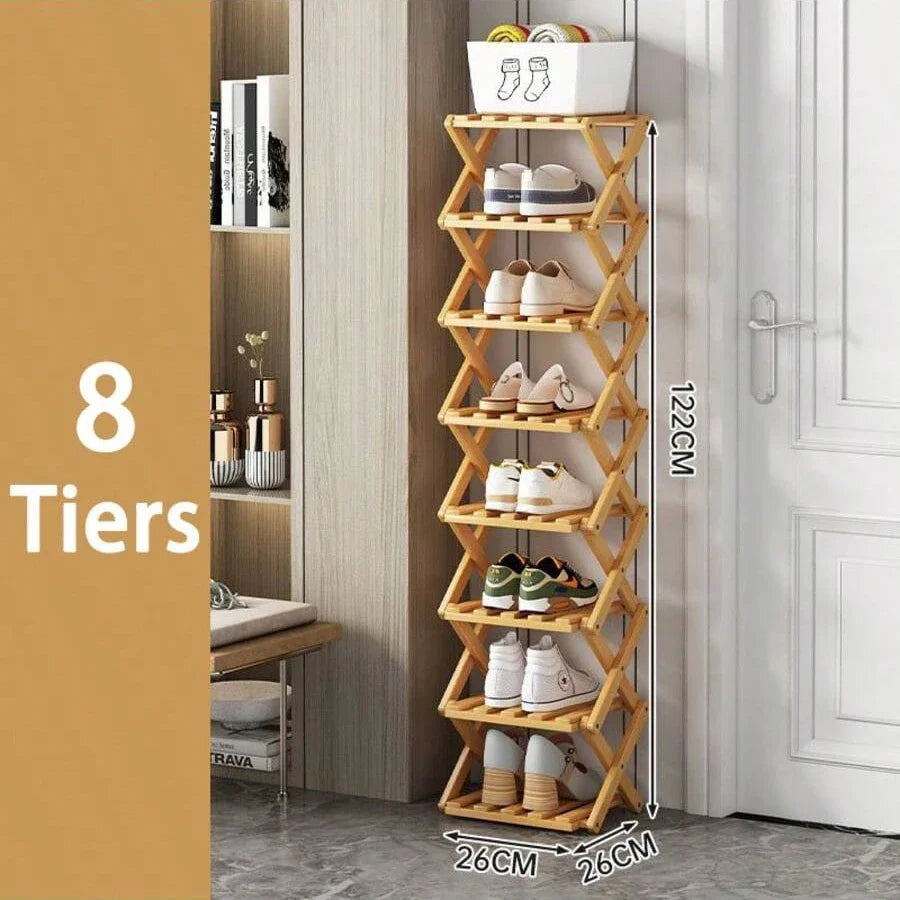 étagère pliante chaussures bois naturel moderne rangement entrée sans installationversible
