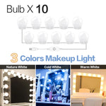 miroir maquillage lumière led blanc moderne interrupteur tactile câble usb 10 ampoules sphères