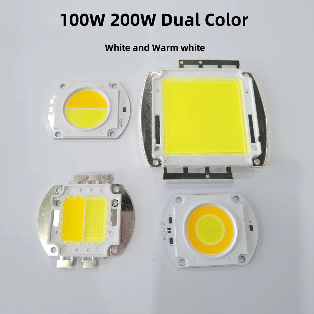 lumière led blanc jaune 100w 200w double cob projecteur moderne vis fixation