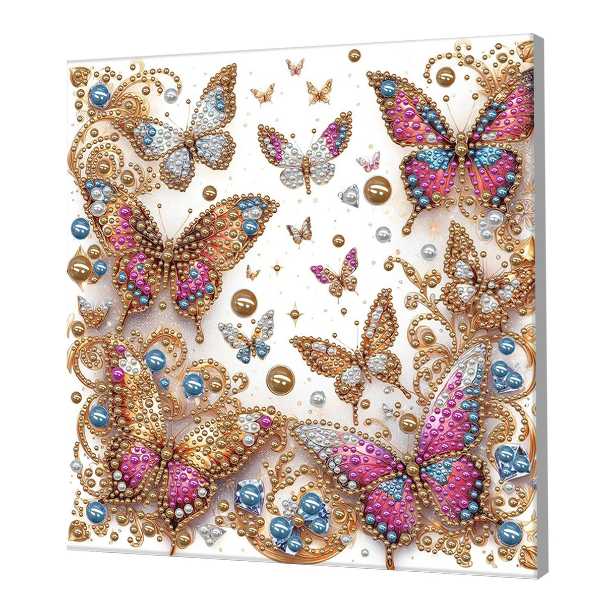 tableau décoratif fleurs coquillages art floral brillant rose violet bleu vert blanc moderne adultes