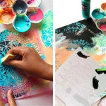 Stencil transparent floral laser cut artisanal 30x30cm peinture décoration scrapbooking