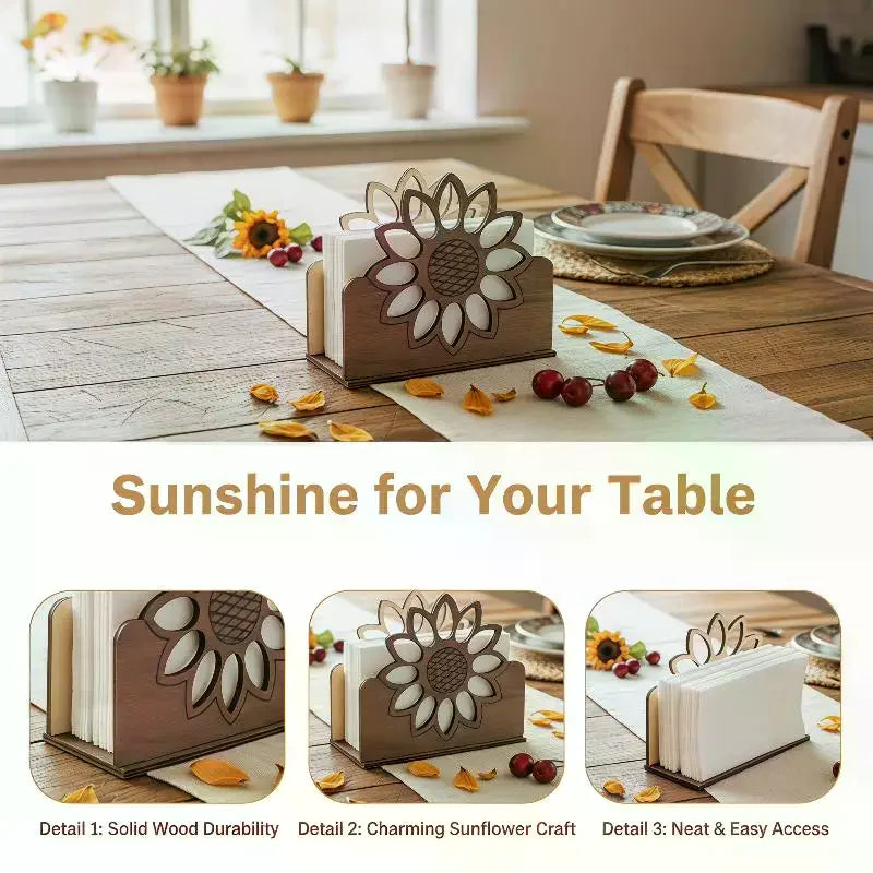 porte serviettes bois moderne tournesol marron clair décoration salle manger contemporain