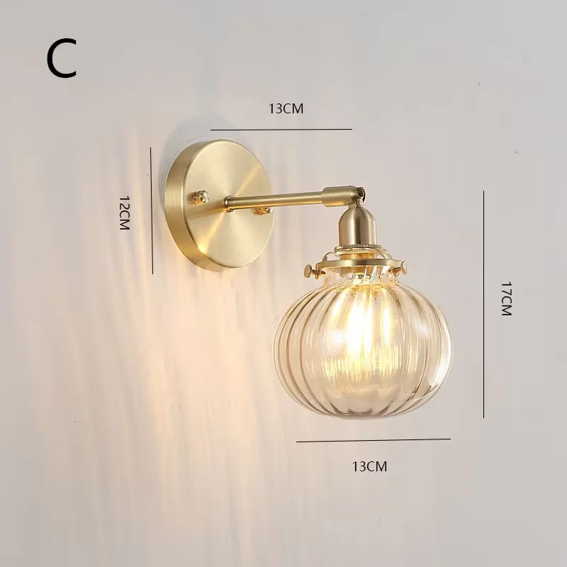 applique murale industrielle vintage or transparent led verre abat jour éclairage chambre couloir nordique