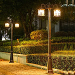 Lampadaire led extérieur moderne or noir métallique classique vintage ip65 2têtes 250cm