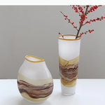 vase verre ondulé moderne motifs naturels couleurs blanc marron jaune rouge