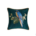 taies d'oreiller velours oiseau perroquet feuilles bleu foncé élégant non toxique polyester respectueux environnement