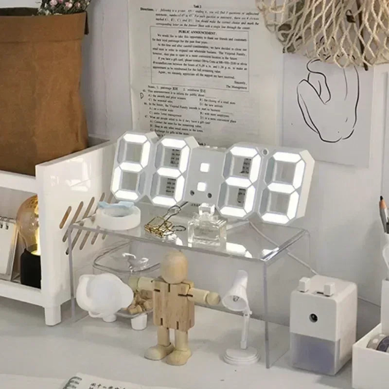 horloge numérique moderne horloge LED blanc affichage 08:08 minimaliste boutons réglage alarme tactile