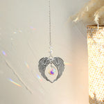 décoration extérieure boho mobile transparent argenté lune étoiles motifs floraux opalescent chaines jardin suncatcher