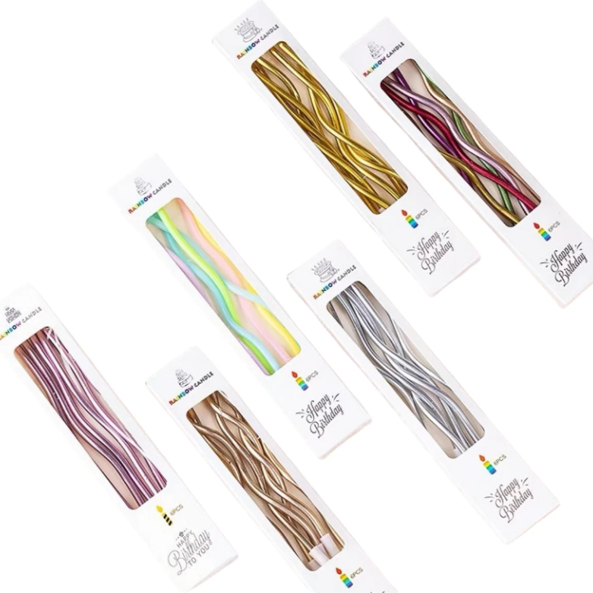 bougies flexibles bougie d'art beeswax flamme colorée violet doré rose vert blanc rayures ondulées