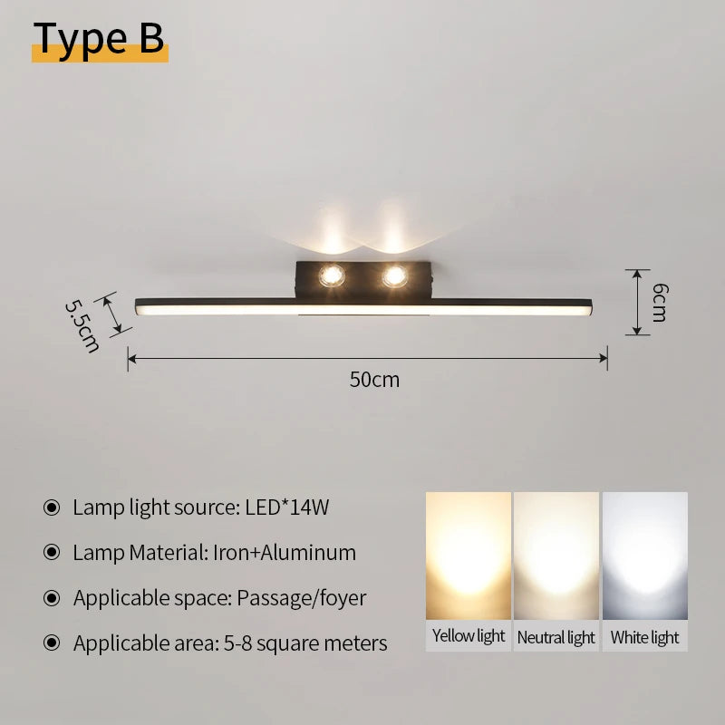 lampe led tricolore moderne noire blanche murale éclairage quotidien minimaliste chambre salon restaurant