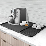 tapis séchage vaisselle silicone moderne noir surface rugueuse adhésif tasses assiettes couverts