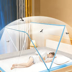 filet protection moustiques blanc bleu maille hexagonale moderne minimaliste clips ventilation enfants