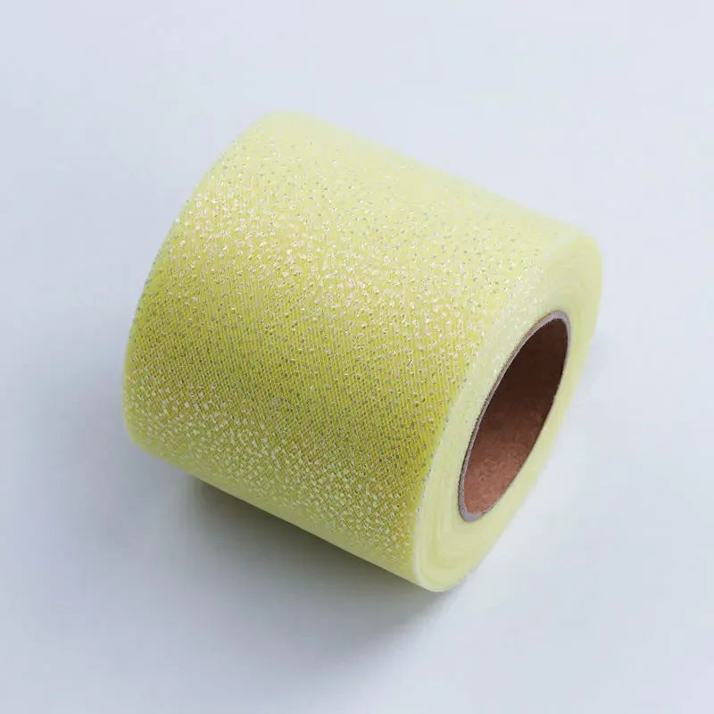 ruban décoratif pailleté bleu clair rose vert pastel translucide brillant 5mètres