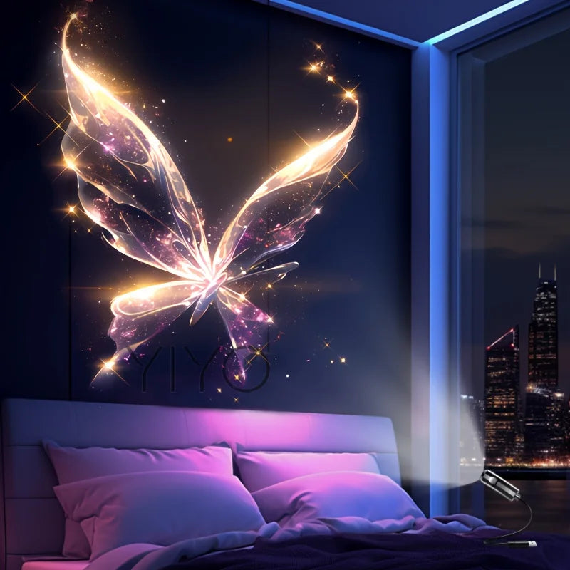 projecteur led mural multicolore papillon étincelles veilleuse moderne adaptable usb cable flexible