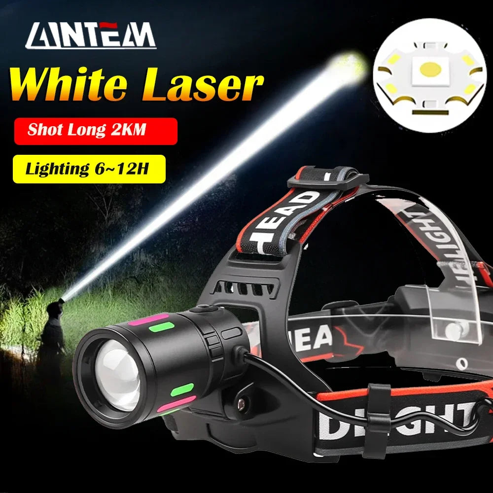 lampe frontale led rechargeable 18650 batterie usb 30w noir rouge verte rose adjustable bande