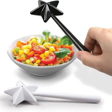 shaker épices forme baguette magique noir blanc surface lisse brillante fixations filetage ludique fantaisie