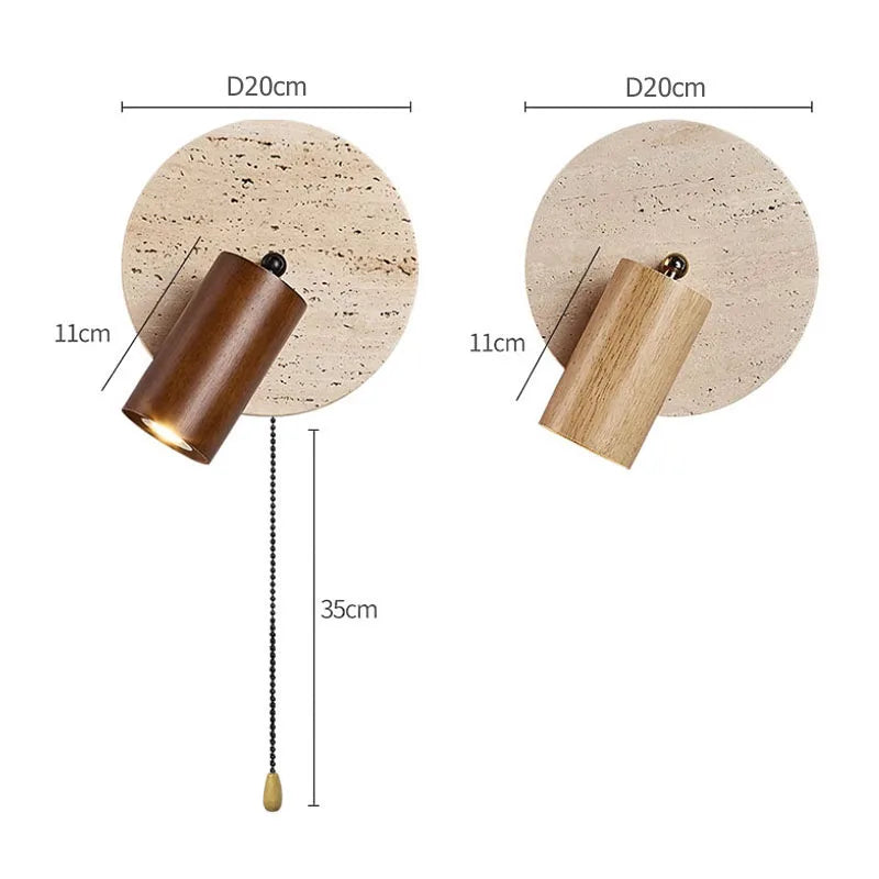 lampe murale moderne minimaliste marron beige texture marbrée fixée cordon interrupteur chambre coucher étude