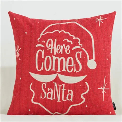housse coussin décorative noël motif sapin rouge vert beige lit salon fauteuil carré